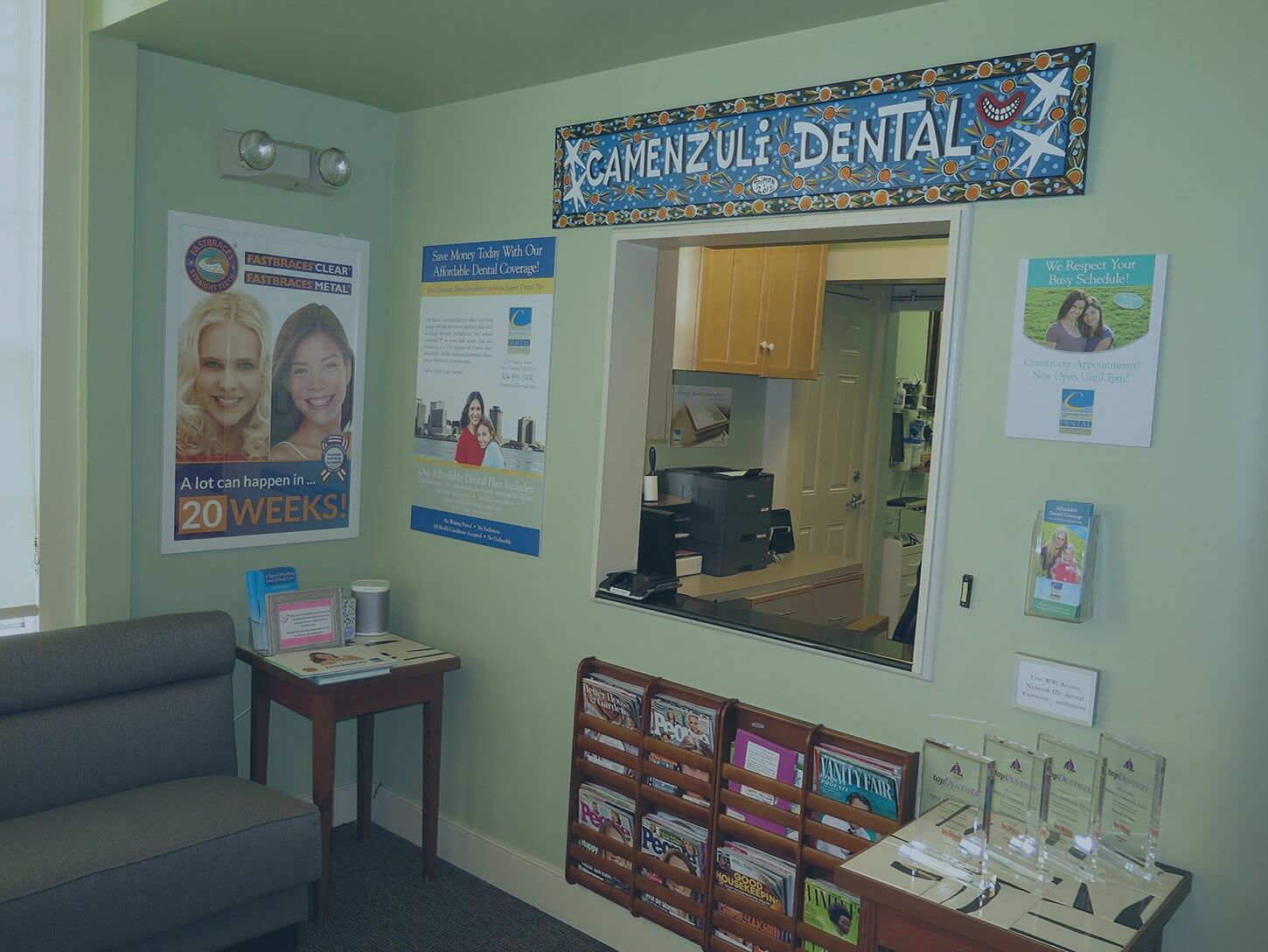Welcoming dental reception desk