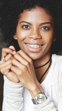 Smiling teen girl with braces