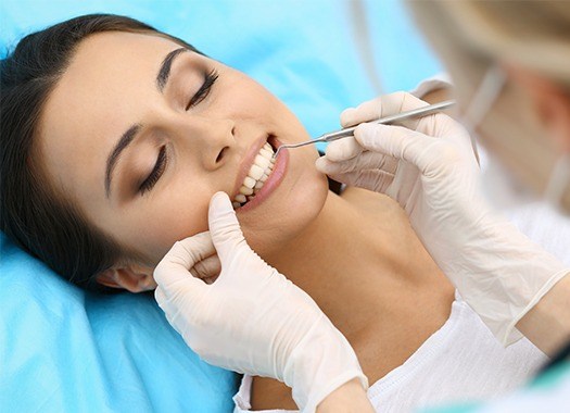 Closeup of smile with healthy teeth and gums